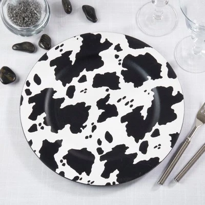 Saro Lifestyle Cow Spot Pattern Charger Plate (Set Of 4), 13"x13", Black 4 Saro Lifestyle Cow Spot Pattern Charger Plate (Set Of 4), 13"x13", Black - Image 4