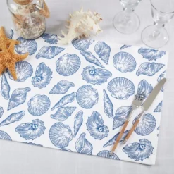 Saro Lifestyle Seaside Sea Shells Placemat (Set Of 4), 14"x20", White -Saro Lifestyle GUEST b1e3e9da 96f9 4606 a6a3 47e418a9565d