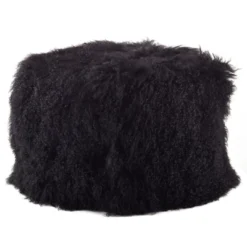 Saro Lifestyle Real Mongolian 100% Wool Lamb Fur Pouf Ottoman Square -Saro Lifestyle GUEST b2a0717d ea21 4744 89b1 fcfe53606631