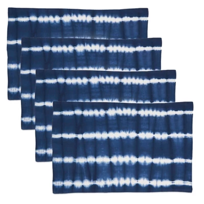 Saro Lifestyle Modern Tie Dye Placemats With Striped Pattern (Set Of 4), 14"x20", Blue 2 Saro Lifestyle Modern Tie Dye Placemats With Striped Pattern (Set Of 4), 14"x20", Blue - Image 2
