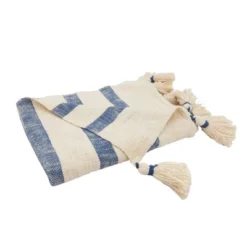 50"x60" Luxe Striped Tassel Throw Blanket - Saro Lifestyle