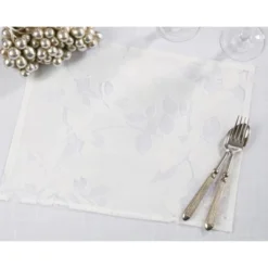 Saro Lifestyle Sheer Elegance Burnout Voile Vine Design Placemat (Set Of 4), White, 13"x19" -Saro Lifestyle GUEST b488a653 de9a 4579 8db7 8a4fd00449d7