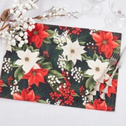 Saro Lifestyle Winter Bloom Placemat (Set Of 4), 13"x19", Multi 6 Saro Lifestyle Winter Bloom Placemat (Set Of 4), 13"x19", Multi -Saro Lifestyle GUEST b585e269 2ca5 4b2d beb4 8dabac51e626