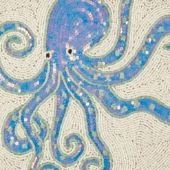 Saro Lifestyle Tentacle Treasure Beaded Placemat (Set Of 4), 15"x15", Blue -Saro Lifestyle GUEST b5d38aa7 847e 4fee a7cc ec429f1ad498