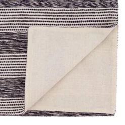 Saro Lifestyle Stripes Design Cotton Table Runner, Black, 16" X 72"