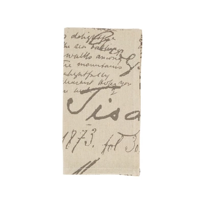 Saro Lifestyle Vintage Script Print Design Napkin (Set Of 4), 20", Beige 2 Saro Lifestyle Vintage Script Print Design Napkin (Set Of 4), 20", Beige - Image 2