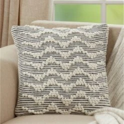 18"x18" Textured Chevron Design Square Throw Pillow Cover Blue - Saro Lifestyle -Saro Lifestyle GUEST ba5db4fc 1808 4765 9c8f c1c234bbdbc3