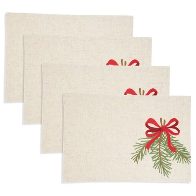 Saro Lifestyle Linen Blend Frosted Pine Placemat (Set Of 4), 13"x19", Natural 2 Saro Lifestyle Linen Blend Frosted Pine Placemat (Set Of 4), 13"x19", Natural - Image 2