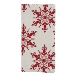 Saro Lifestyle Snowflake Napkin, 20" Square, Red (Set Of 4) -Saro Lifestyle GUEST bb866f84 900d 4eb4 a9c8 28ea4250f7de