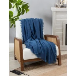Saro Lifestyle Throw Blanket With Waffle Weave Design -Saro Lifestyle GUEST bbe0006f a84e 4c6b bfdc 53e6282a2b5a