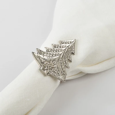 Saro Lifestyle Christmas Tree Napkin Ring, Silver (Set Of 4) 2 Saro Lifestyle Christmas Tree Napkin Ring, Silver (Set Of 4) - Image 2