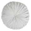 14" Velvet Pintucked Poly Filled Round Throw Pillow White - Saro Lifestyle