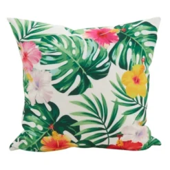 18"x18" Island Bloom Statement Poly Filled Throw Pillow - Saro Lifestyle -Saro Lifestyle GUEST bfee9953 1139 4d05 a8af b951efea933c