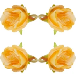 Saro Lifestyle Flower Shaped Napkin Rings (Set Of 4), Orange