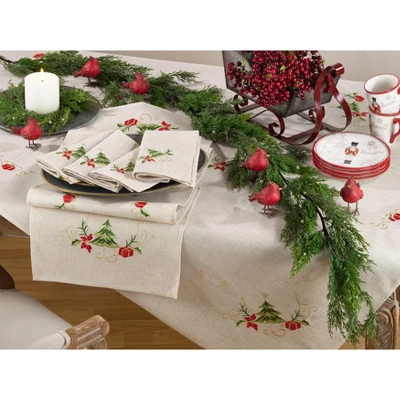 Saro Lifestyle Table Runner With Embroidered Christmas Design 3 Saro Lifestyle Table Runner With Embroidered Christmas Design - Image 3