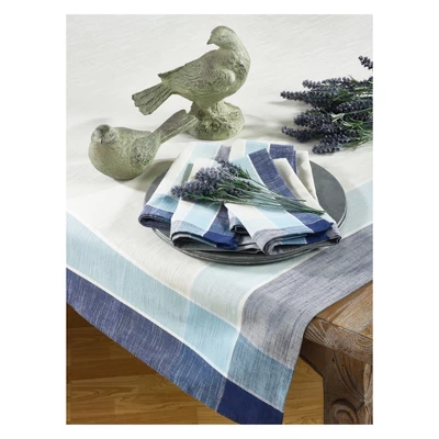 Blue Plaid Border Design Tablecloth (72") - Saro Lifestyle 2 Blue Plaid Border Design Tablecloth (72") - Saro Lifestyle - Image 2