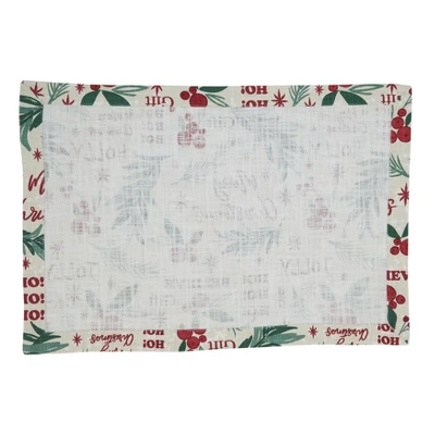 Saro Lifestyle Holly Christmas Cotton Placemats (Set Of 4) 1 Saro Lifestyle Holly Christmas Cotton Placemats (Set Of 4)
