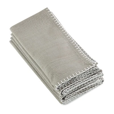 Saro Lifestyle 4pk 20" Celena Whip Stitched Design Napkin Gray 3 Saro Lifestyle 4pk 20" Celena Whip Stitched Design Napkin Gray - Image 3