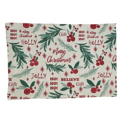 Saro Lifestyle Holly Christmas Cotton Placemats (Set Of 4) 4 Saro Lifestyle Holly Christmas Cotton Placemats (Set Of 4) - Image 4