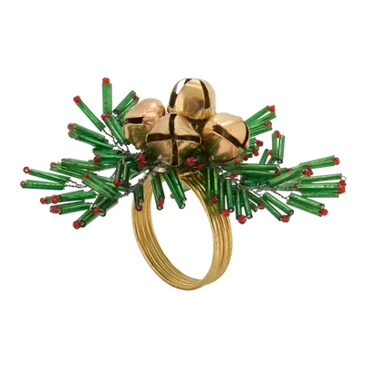 Saro Lifestyle Holiday Napkin Rings With Beaded Snowflake And Bells Design (Set Of 4) 5 Saro Lifestyle Holiday Napkin Rings With Beaded Snowflake And Bells Design (Set Of 4) - Image 5