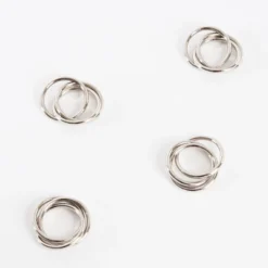 Saro Lifestyle Three Rings Design Napkin Rings (Set Of 4), Silver