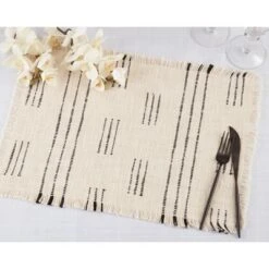 Saro Lifestyle Table Placemats With Dash Line Design (Set Of 4), Ivory -Saro Lifestyle GUEST cb0bdb85 5144 49a6 8062 0da963e3bb3c