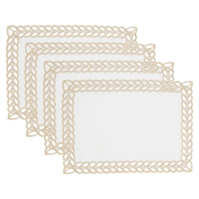 Saro Lifestyle Braided Bliss Border Placemat (Set Of 4), Gold, 14"x20" 2 Saro Lifestyle Braided Bliss Border Placemat (Set Of 4), Gold, 14"x20" - Image 2