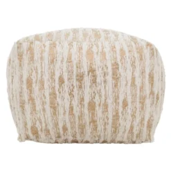 Saro Lifestyle Floor Pouf With Foil Print Faux Fur Design -Saro Lifestyle GUEST cc3d6c17 da88 4412 8800 ce1aed812ca4