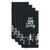 Saro Lifestyle Frightful Feast Skeleton Kitchen Towel (Set Of 4), Black, 18"x28"