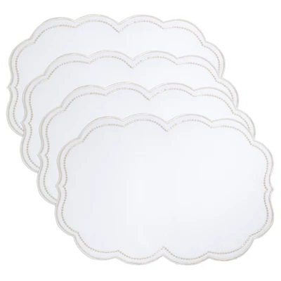 Saro Lifestyle Embroidered Polka Dot Placemat W/ Scallop Edge (Set Of 4) 1 Saro Lifestyle Embroidered Polka Dot Placemat W/ Scallop Edge (Set Of 4)