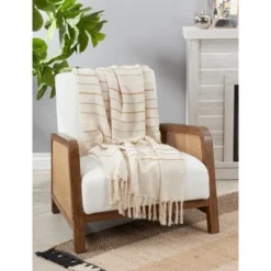 Saro Lifestyle Striped Throw Blanket With Tasseled Edges -Saro Lifestyle GUEST cd7684cd 7148 4b62 bcf6 58301ea882e8