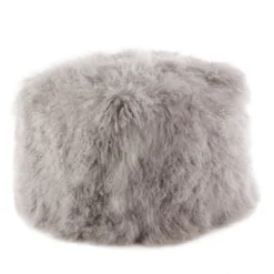 Saro Lifestyle Real Mongolian 100% Wool Lamb Fur Pouf Ottoman Square -Saro Lifestyle GUEST cd8909ef b1d1 471f ab25 5bd5e1af2a54