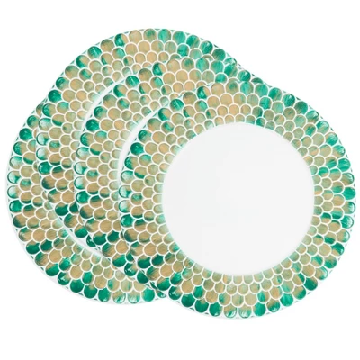 Saro Lifestyle Scalloped Gleam Charger Plate (Set Of 4), 13"x13", Green 2 Saro Lifestyle Scalloped Gleam Charger Plate (Set Of 4), 13"x13", Green - Image 2