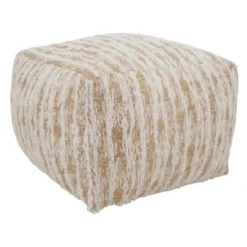 Saro Lifestyle Floor Pouf With Foil Print Faux Fur Design -Saro Lifestyle GUEST d1205b9a b82e 4350 a99d 41f7af9276ed