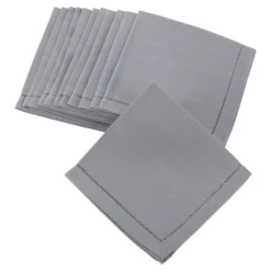 12pk 20"x20" Hemstitched Design Border Dinner Napkins Gray - Saro Lifestyle -Saro Lifestyle GUEST d14f8687 0a15 4618 9e6e 219eca3d6ed3