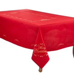 Saro Lifestyle Merry Christmas Embroidered Design Tablecloth -Saro Lifestyle GUEST d16acf6b 72b6 40db 8060 a9191a8e3440