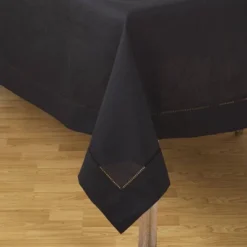 70"x180" Tablecloth With Hemstitch Border Design Black - Saro Lifestyle: 180" Rectangular Tablecloth, Solid Pattern -Saro Lifestyle GUEST d1a7bd2a 7fdc 4482 8192 51813cd821b1