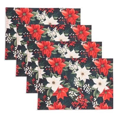 Saro Lifestyle Winter Bloom Placemat (Set Of 4), 13"x19", Multi 2 Saro Lifestyle Winter Bloom Placemat (Set Of 4), 13"x19", Multi - Image 2