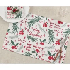 Saro Lifestyle Holly Christmas Cotton Placemats (Set Of 4) 6 Saro Lifestyle Holly Christmas Cotton Placemats (Set Of 4) -Saro Lifestyle GUEST d24101c5 37e3 4f81 bfbe c5e2b22783cc