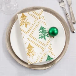 Saro Lifestyle Holiday Table Napkins With Christmas Trees Design (Set Of 4) -Saro Lifestyle GUEST d2686d61 df3e 4cb9 918c 0ffc77a49ade
