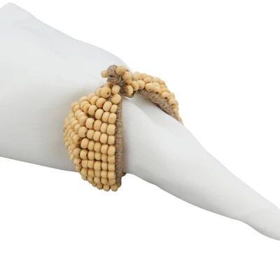 Saro Lifestyle Rustic Charm Beaded Pumpkin Napkin Ring (Set Of 4), Beige 2 Saro Lifestyle Rustic Charm Beaded Pumpkin Napkin Ring (Set Of 4), Beige - Image 2