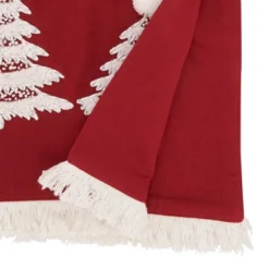 Saro Lifestyle Holly Jolly Christmas Trees Table Runner, 16"x72", Red