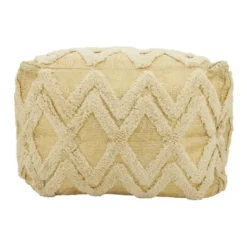 Saro Lifestyle Tufted Pouf With Foil Print Design -Saro Lifestyle GUEST d76becdb f604 4e54 9a55 0ccbd1af8efb