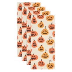 Saro Lifestyle Spice Of Fall Pumpkin Kitchen Towel (Set Of 4), Orange, 18"x28"