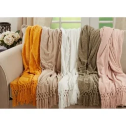 Saro Lifestyle Chenille Throw Blanket With Knotted Design -Saro Lifestyle GUEST d8c3bdb5 de7f 411d aecd 5cab80d74e42