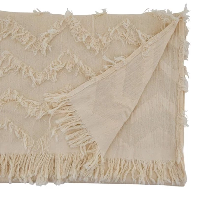 Saro Lifestyle 72"x16" Cotton Chevron Fringed Table Runner White: Classic Pattern, Machine Washable, Off-White 1 Saro Lifestyle 72"x16" Cotton Chevron Fringed Table Runner White: Classic Pattern, Machine Washable, Off-White