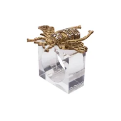 Saro Lifestyle Buzzing Bee Beaded Napkin Ring (Set Of 4), Gold -Saro Lifestyle GUEST daae8aeb 79a1 4558 bbdf a0cfe383c420