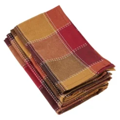 Saro Lifestyle Stitched Plaid Cotton And Poly Blend Table Napkins (Set Of 4) -Saro Lifestyle GUEST e0e55b97 58a5 4a92 9e66 3d1bd8a3e52d