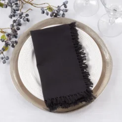 Saro Lifestyle Fringed Design Napkin, 20" Square (Set Of 4) -Saro Lifestyle GUEST e0fc3699 7df7 4d6a baf3 e631c255328b