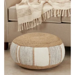 Saro Lifestyle Woven Pouf, 20"x10" Round, Natural -Saro Lifestyle GUEST e10111a4 8b0a 4b98 98cf 3109ebc1b99e